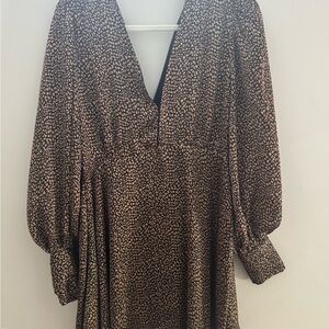 Buddy Love Leopard Black and Tan Long Sleeve Dress